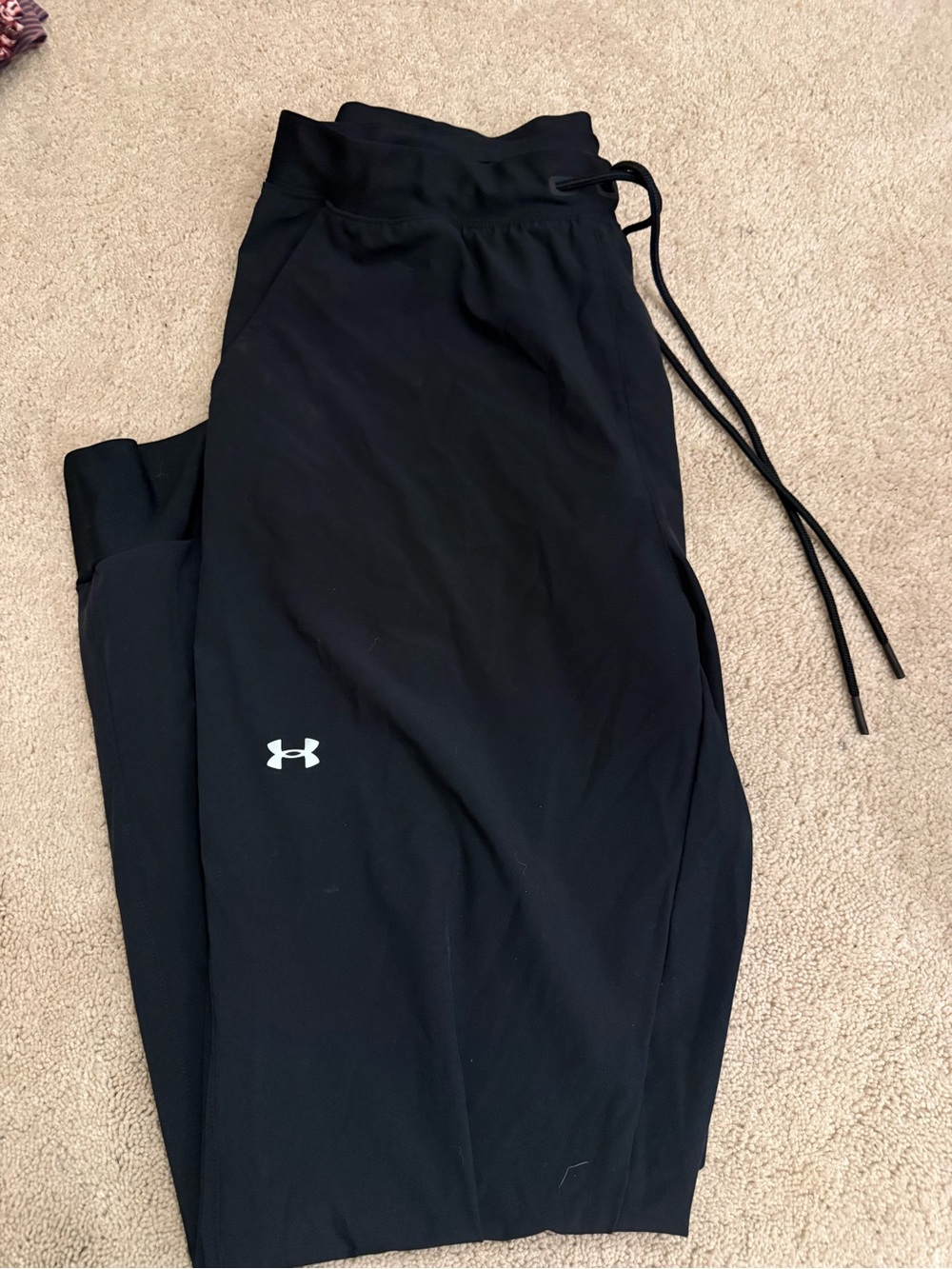Under Armour Black Track Pants with White Logo